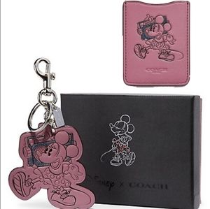 Disney X COACH Ltd Edition Minnie Mouse Boombox Bag Charm & Phone Pocket Set NIB